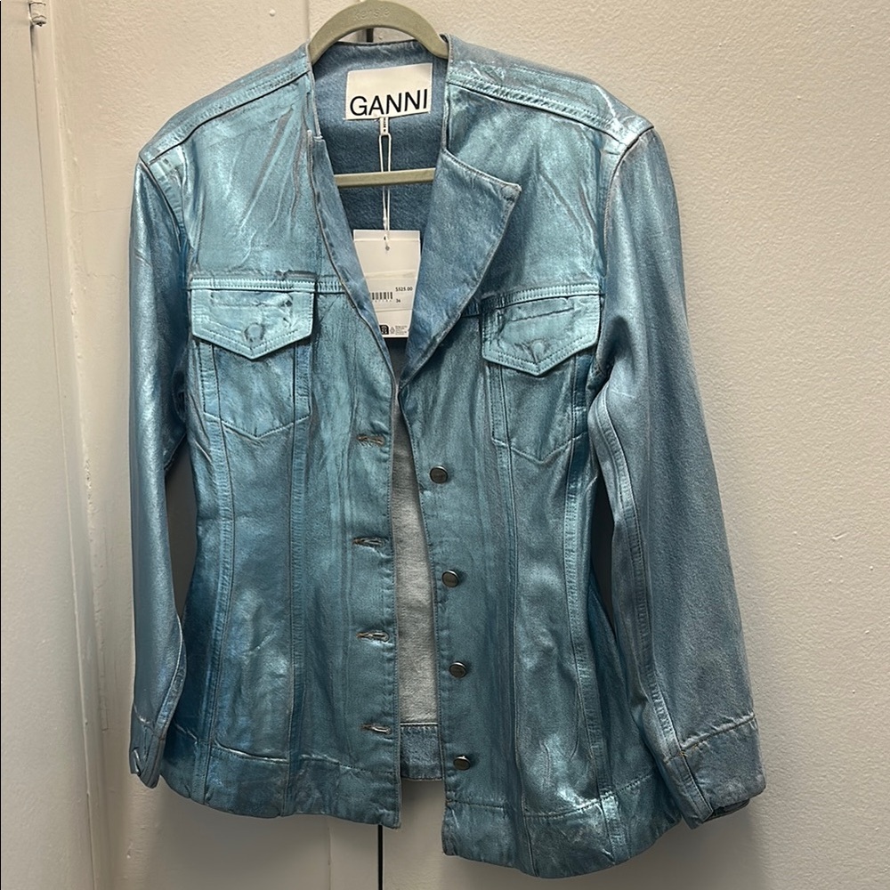 GANNI Metallic Blue Women's Jacket